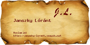 Janszky Lóránt névjegykártya