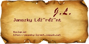Janszky Lóránt névjegykártya